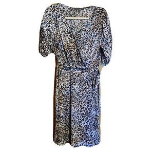 Sharagano Womens Size 8 Multicolor Animal Print Stretch Surplice Wrap Dress